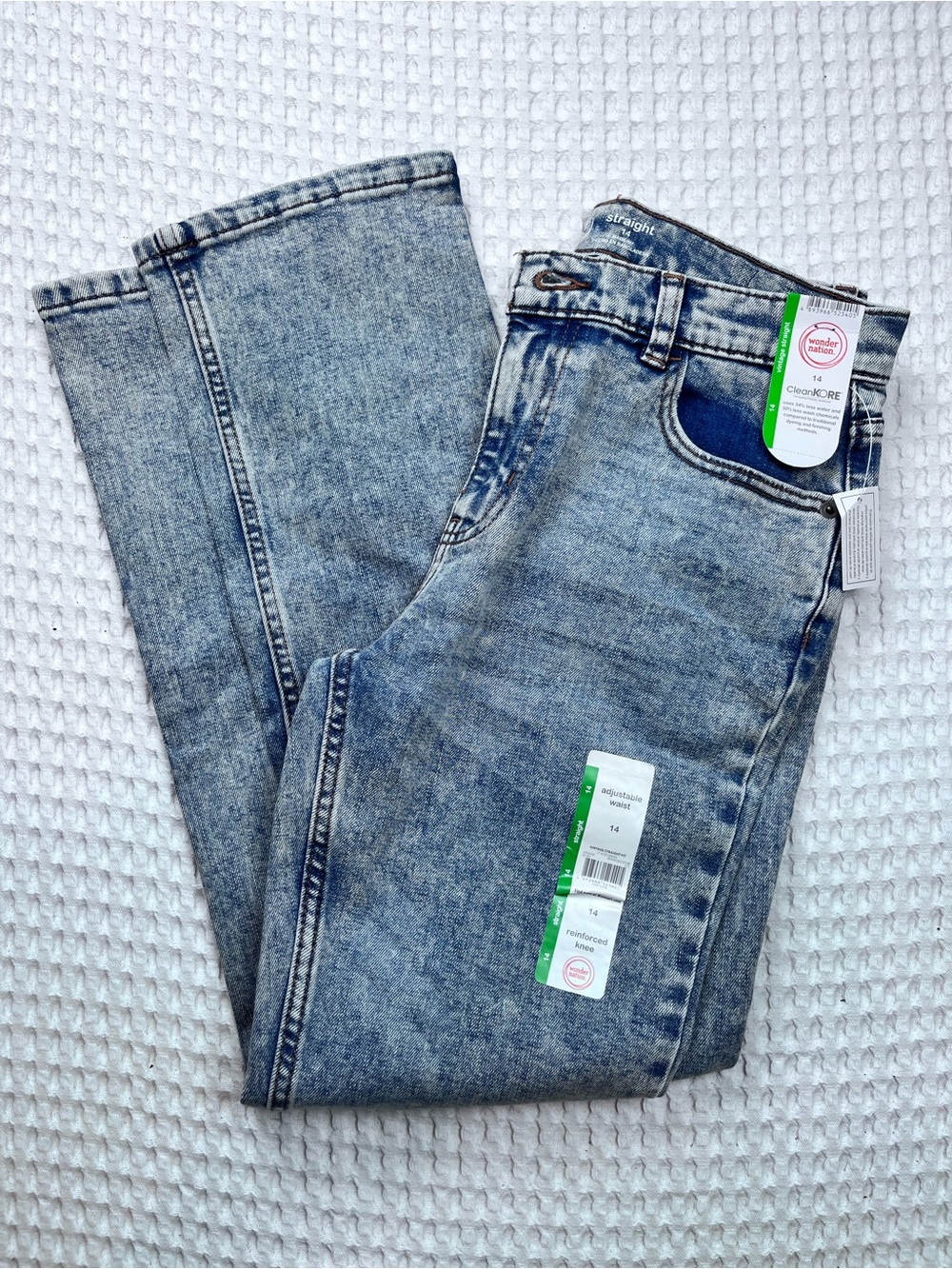 Wonder Nation Boys Straight Leg Jeans Size 14 NWT Adjustable Waist